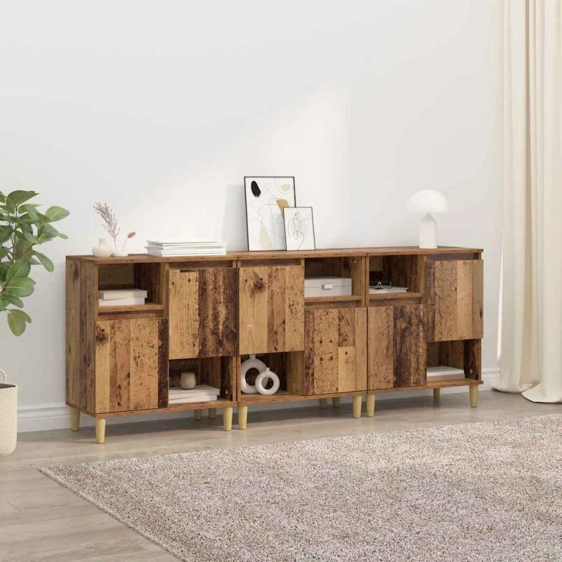 vidaXL Sideboard 3 stk, Gammelt Træ, 60 x 35 x 70 cm, Konstrueret Træ