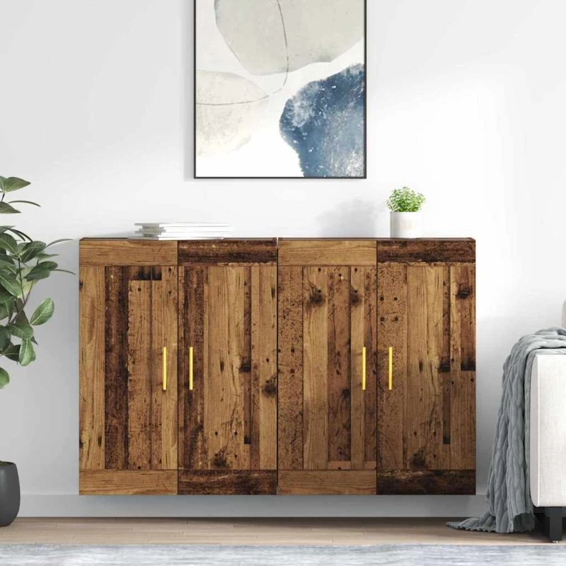 vidaXL Væghængt Skab 2 stk Gammelt Træ 69,5 x 34 x 90 cm
