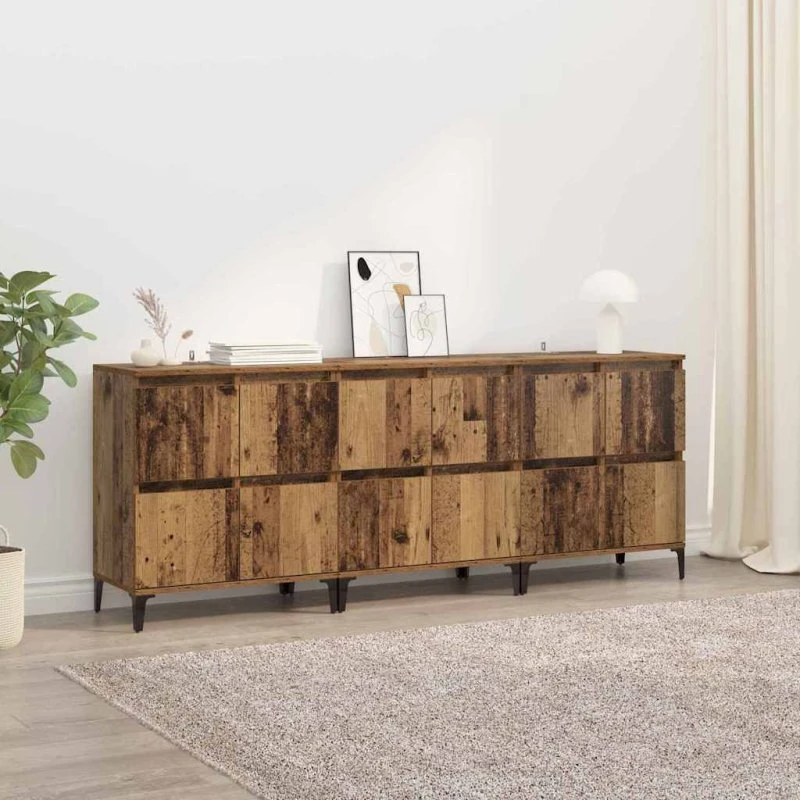 vidaXL Sideboard 3 stk, Gammelt træ, 60 x 35 x 70 cm, Konstrueret træ