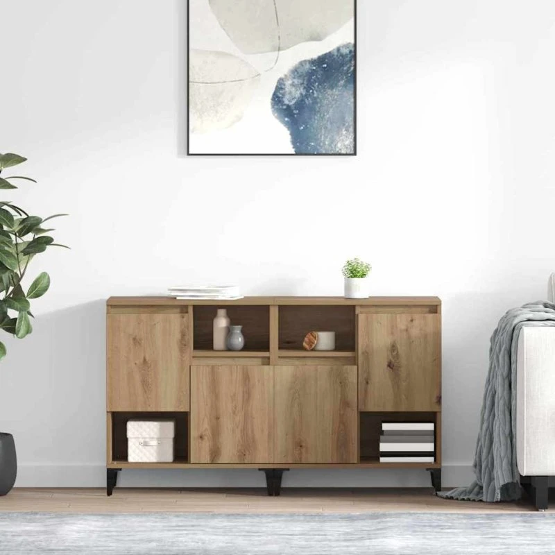 vidaXL Sideboard 2 stk Artisan Egetræ 60 x 35 x 70 cm Sort