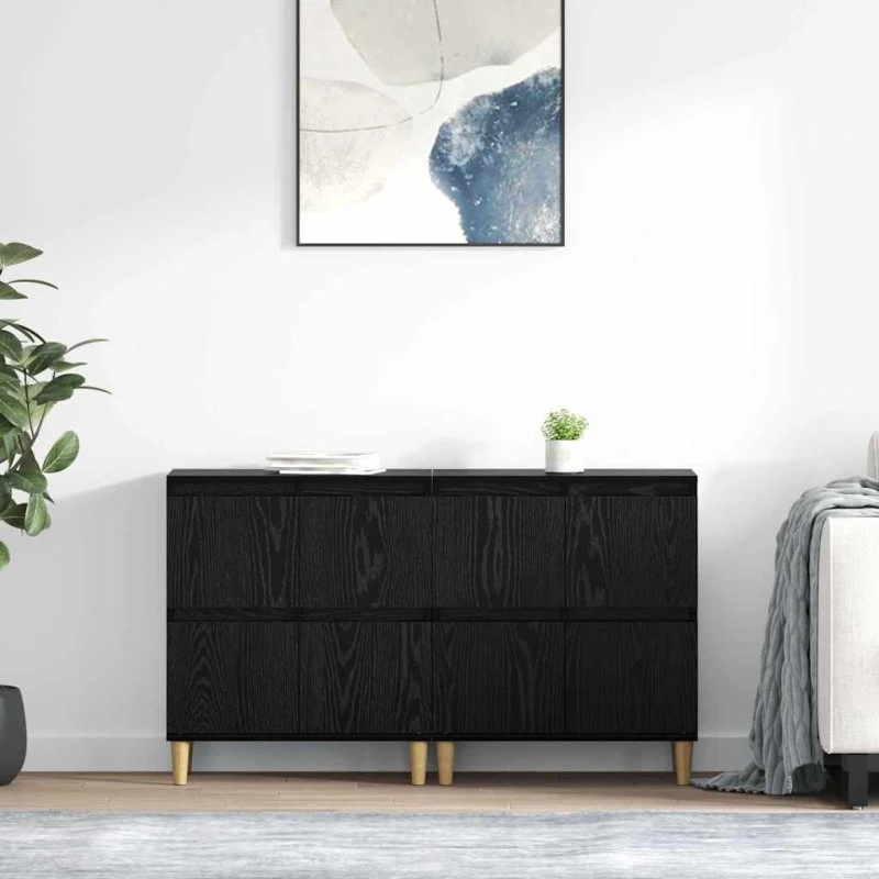 vidaXL 2 stk Sort Eg Træ Sideboard 60 x 35 x 70 cm