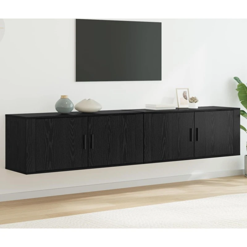 vidaXL Væghængt TV-skab 2 stk, Sort, 100 x 34,5 x 40 cm