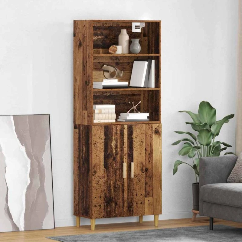 vidaXL Highboard Gammelt Træ 69,5 x 32,5 x 180 cm Konstrueret Træ