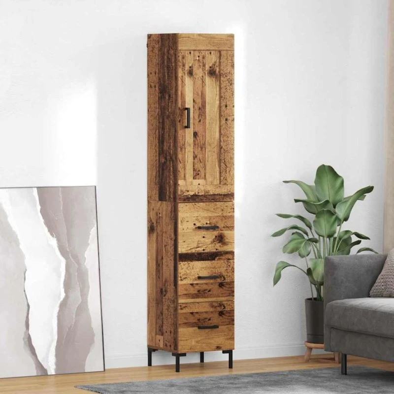 vidaXL Høje Skab Gammelt Træ 34,5 x 34 x 180 cm Konstrueret Træ