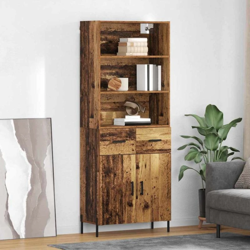vidaXL Highboard Gammelt Træ 69,5 x 32,5 x 180 cm