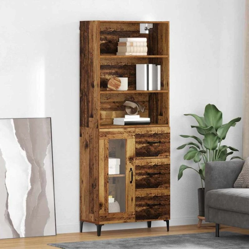 vidaXL Højskab Gammelt Træ 69,5 x 34 x 180 cm Konstrueret Træ