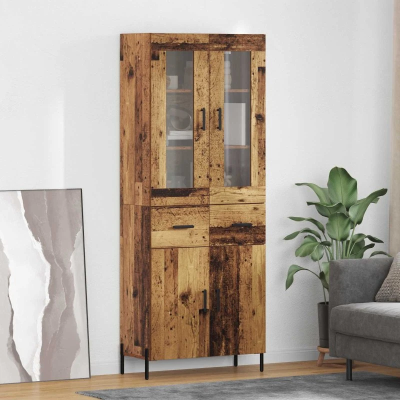 vidaXL Højskab Gammelt Træ 69,5 x 34 x 180 cm Konstrueret Træ