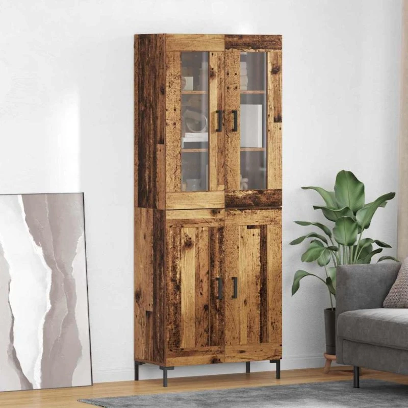 vidaXL Highboard 2 stk Gammelt Træ 69,5 x 34 x 180 cm Konstrueret Træ
