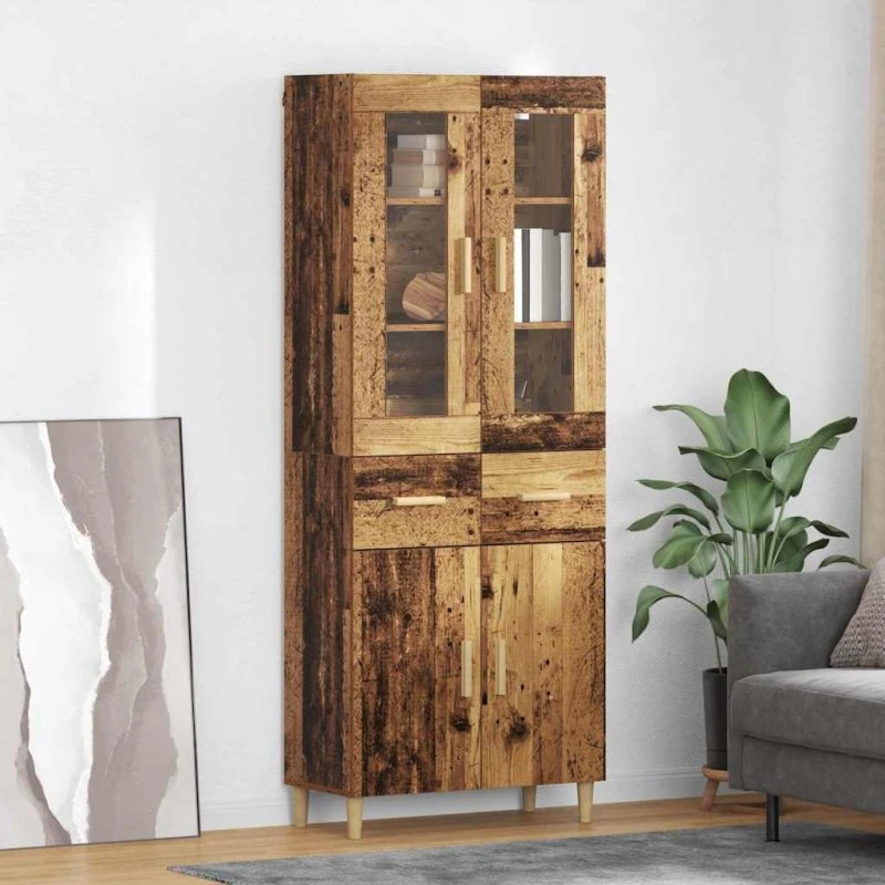 vidaXL Highboard Gammelt Træ 69,5 x 34 x 180 cm