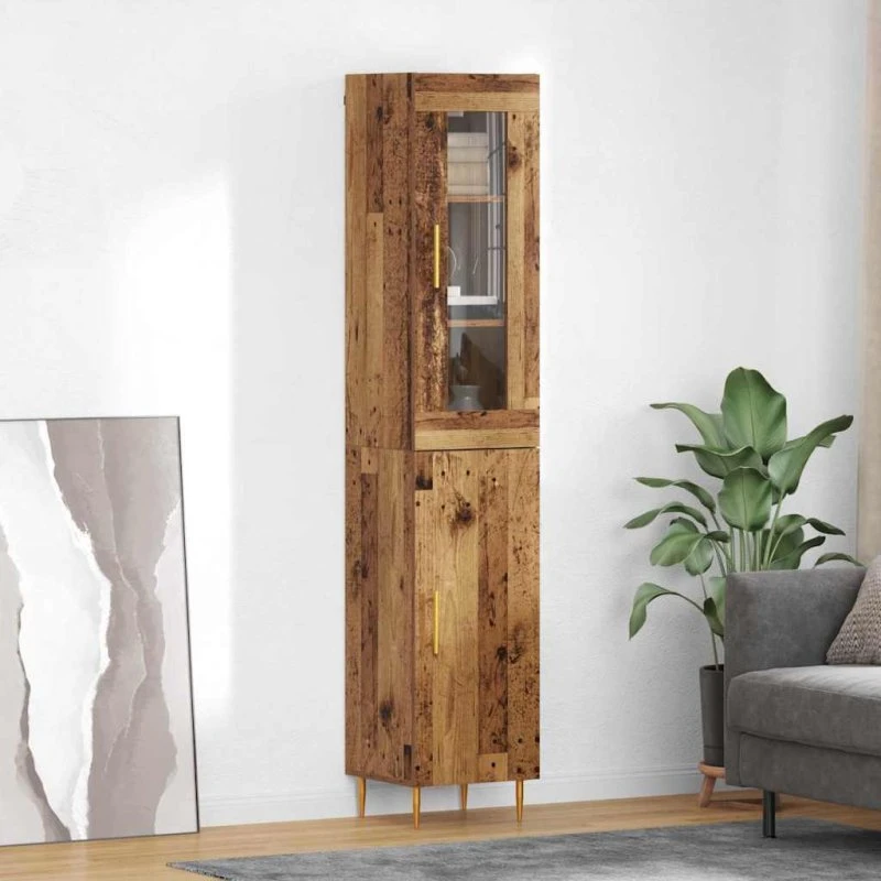 vidaXL Highboard 2 stk Gammelt træ Konstrueret træ