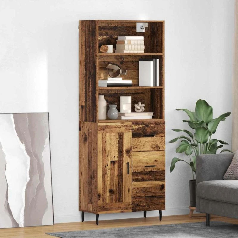 vidaXL Highboard Gammelt Træ 69,5 x 34 x 180 cm
