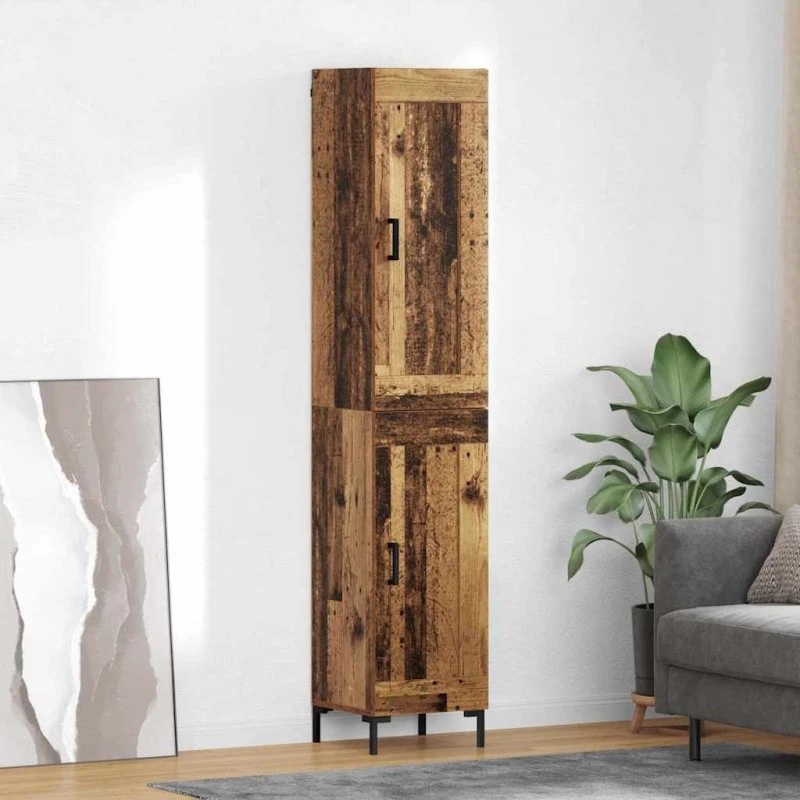 vidaXL Highboard Gammelt Træ 34,5 x 34 x 180 cm Konstrueret Træ