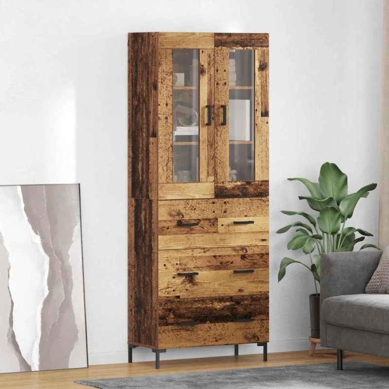 vidaXL Highboard 2 stk Gammelt Træ 69,5 x 34 x 180 cm