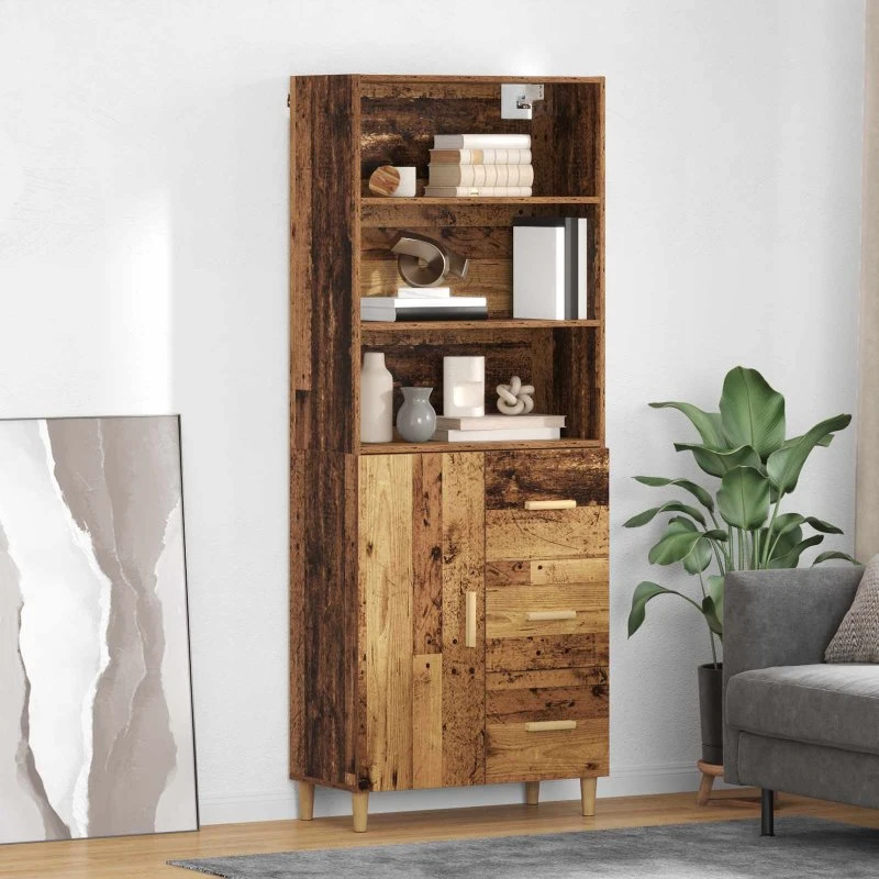 vidaXL Highboard Gammelt Træ 69,5 x 32,5 x 180 cm