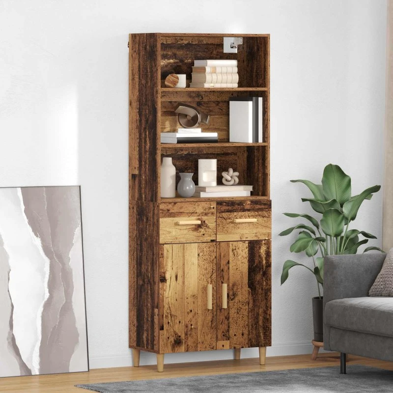 vidaXL Highboard Gammelt Træ 69,5 x 32,5 x 180 cm