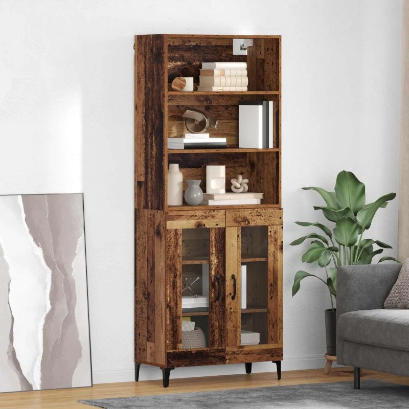 vidaXL Højskab Gammelt Træ 69,5 x 34 x 180 cm Konstrueret Træ