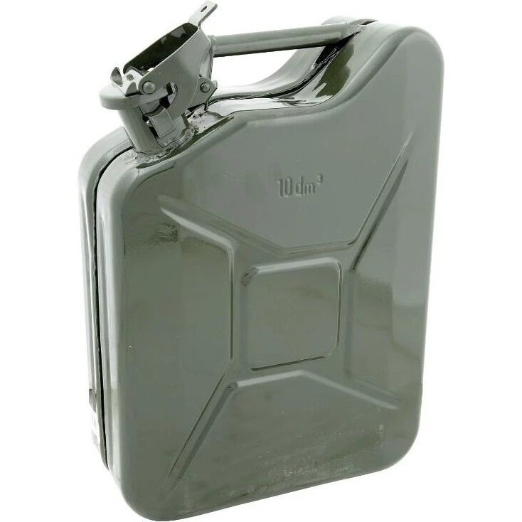 Jeepdunk 10 L grøn - stål benzindunk (CE, UN, E10)