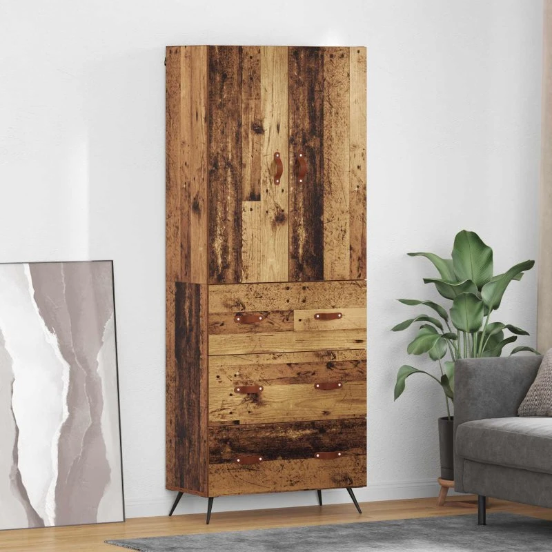 vidaXL Højskab Gammelt Træ 69,5 x 34 x 180 cm Konstrueret Træ