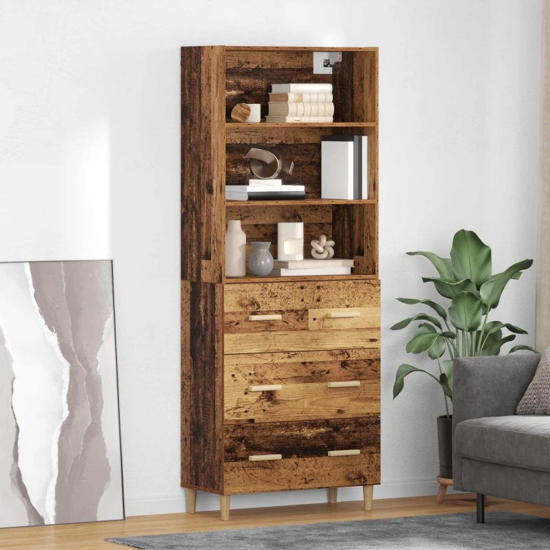 vidaXL Highboard Gammelt Træ 69,5 x 32,5 x 180 cm Konstrueret Træ