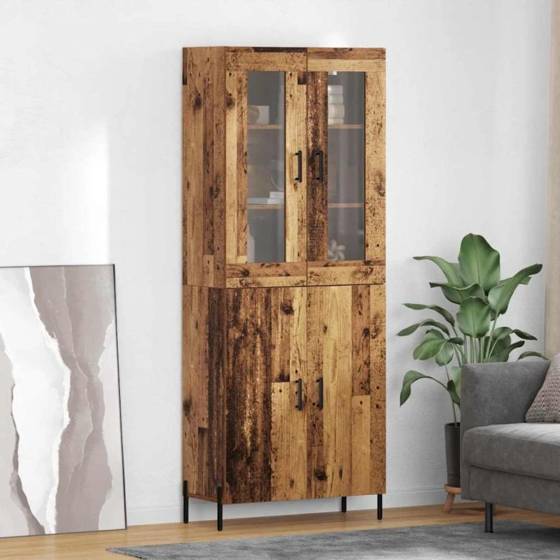 vidaXL Højskab Gammelt Træ 69,5 x 34 x 180 cm Konstrueret Træ