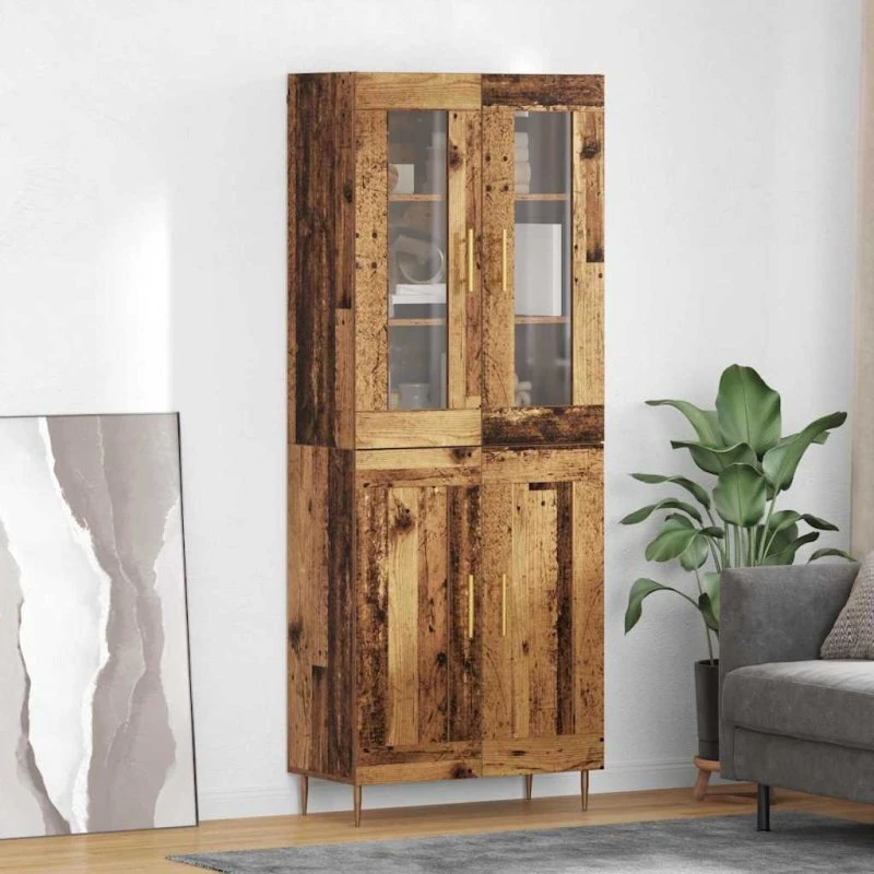 vidaXL Highboard 2 stk Gammelt træ 69,5 x 34 x 180 cm