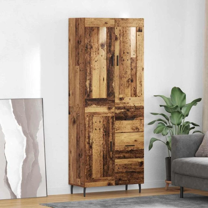 vidaXL Highboard med skuffe 2 stk Gammelt træ