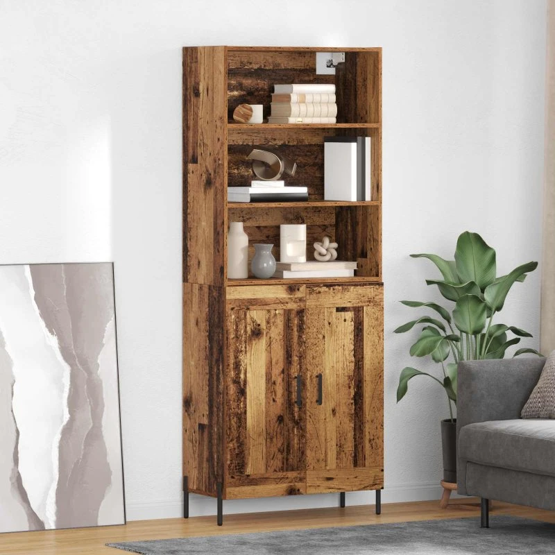 vidaXL Highboard Gammelt Træ 69,5 x 32,5 x 180 cm Konstrueret Træ