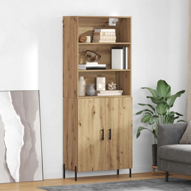 vidaXL Artisan Egetræ Højskænk 69,5 x 32,5 x 180 cm