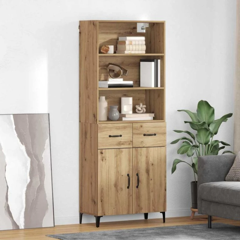 vidaXL Highboard Artisan Egetræ 69,5 x 34 x 180 cm