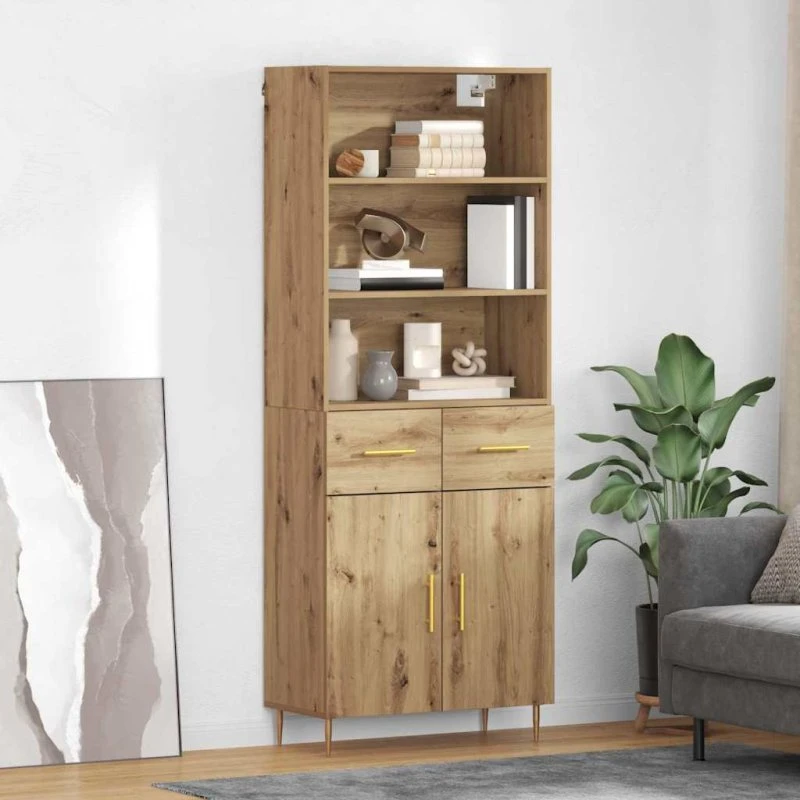 vidaXL Highboard Artisan Egetræ 69,5 x 34 x 180 cm