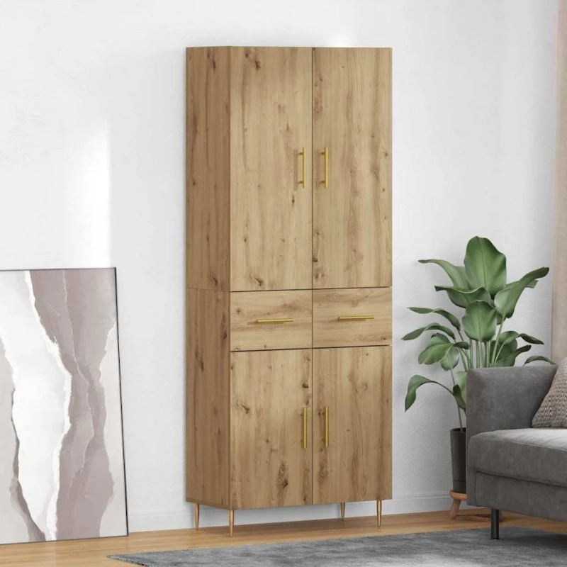 vidaXL Highboard Artisan Egetræ 69,5 x 34 x 180 cm