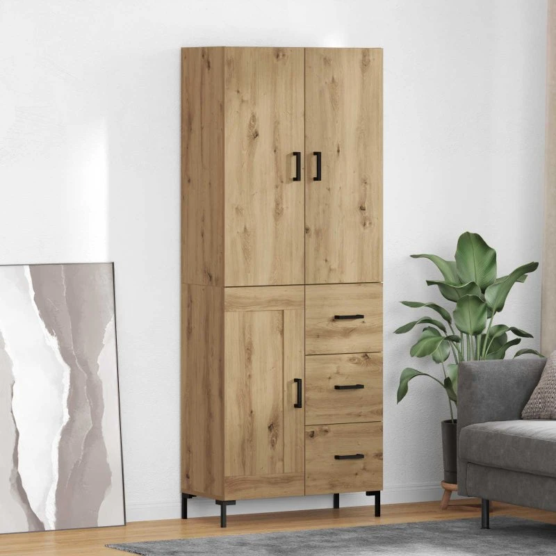 vidaXL Highboard Artisan Egetræ 69,5 x 34 x 180 cm