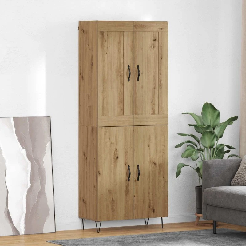 vidaXL Artisan Egetræ Highboard 69,5 x 34 x 180 cm