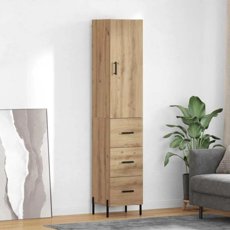 vidaXL Highboard Artisan Egetræ 34,5 x 34 x 180 cm