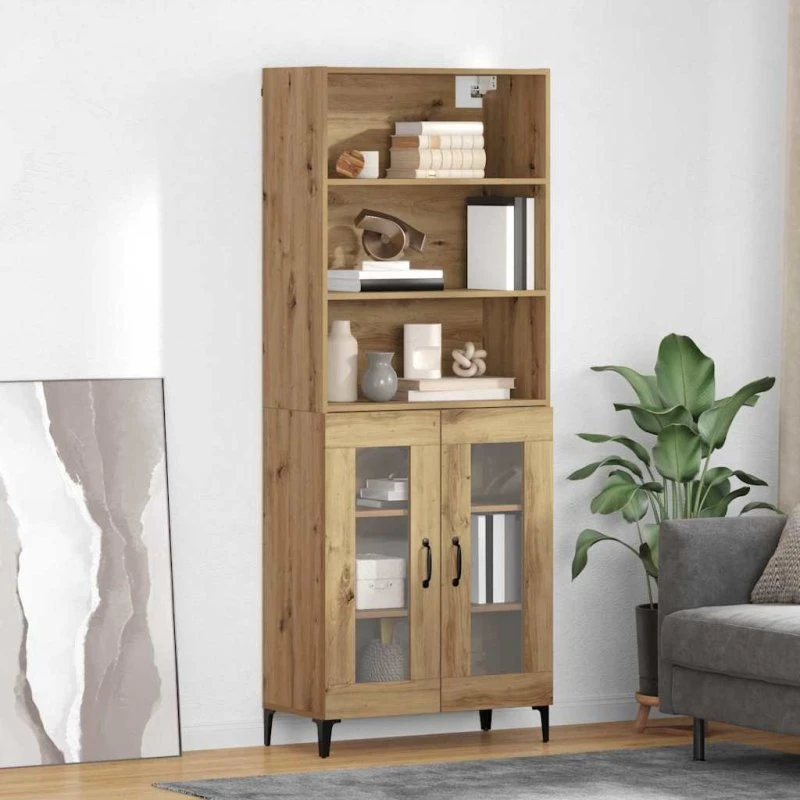 vidaXL Highboard Artisan Egetræ 69,5 x 34 x 180 cm