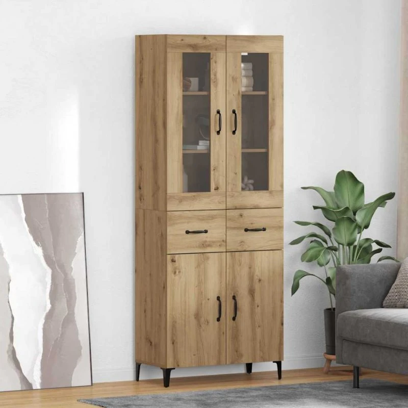 vidaXL Highboard Artisan Egetræ 69,5 x 34 x 180 cm