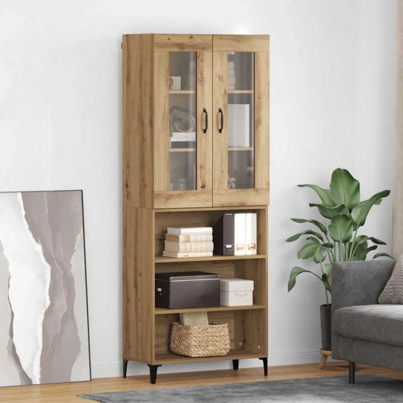 vidaXL Highboard Artisan Egetræ 69,5 x 34 x 180 cm