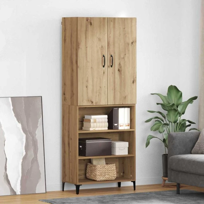 vidaXL Highboard Artisan Egetræ 69,5 x 34 x 180 cm