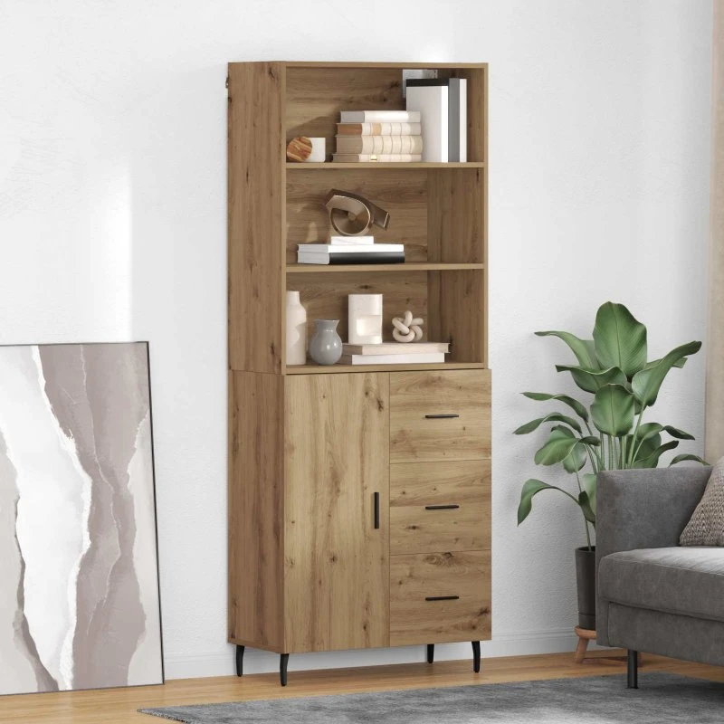 vidaXL Artisan Egetræ Highboard 69,5 x 34 x 180 cm