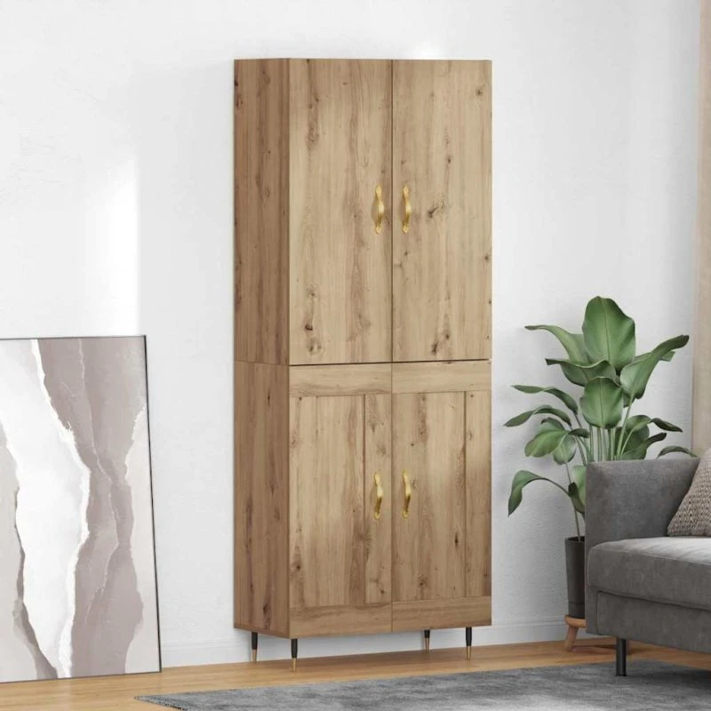 vidaXL Highboard Artisan Egetræ 69,5 x 34 x 180 cm