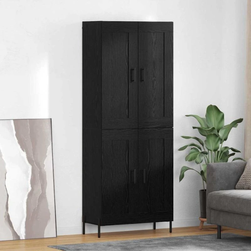 vidaXL Highboard 2 stk, Sort eg, 69,5 x 34 x 180 cm, Konstrueret træ