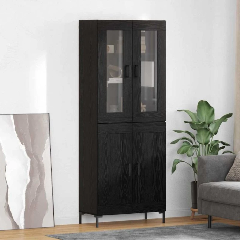 vidaXL Highboard 2 stk, Sort eg, 69,5 x 34 x 180 cm