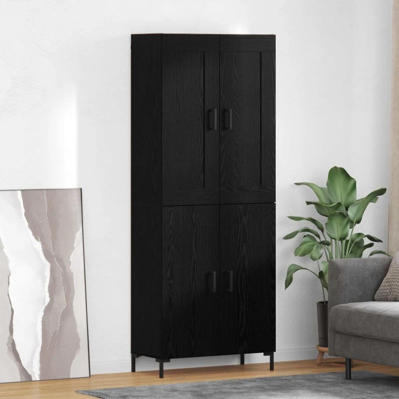 vidaXL Highboard 2 stk, Sort, Konstrueret træ