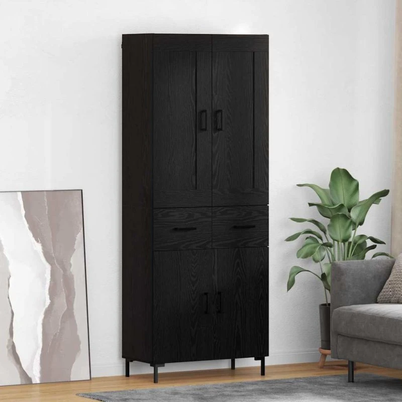 vidaXL Highboard med skuffe 2 pcs, Sort eg, 69,5 x 34 x 180 cm