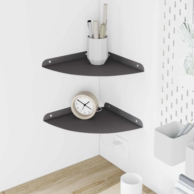 vidaXL Hjørne Flydende Hylde 24 x 24 x 2 cm Sort 2 stk