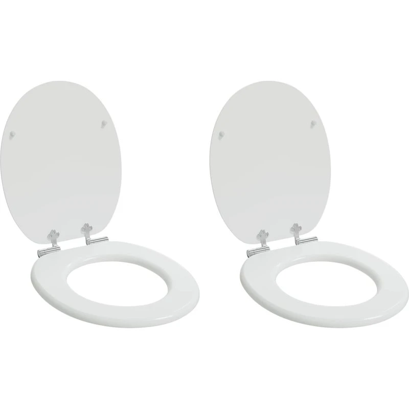 vidaXL Blødt Lukket Toiletbræt 2 stk Hvid 44 x 38 cm MDF