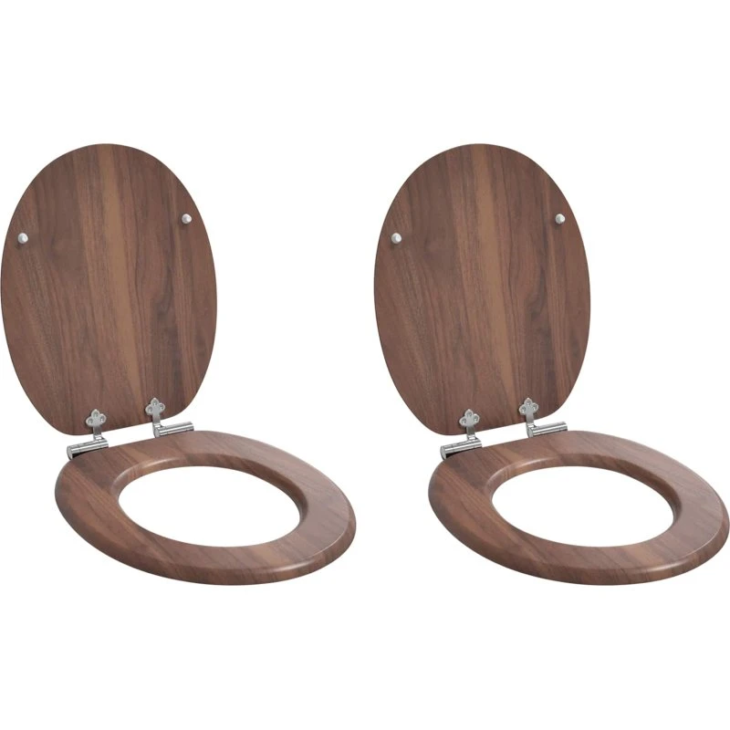 vidaXL Blødt lukket Toiletbræt 2 stk, Brun, 44 x 38 cm