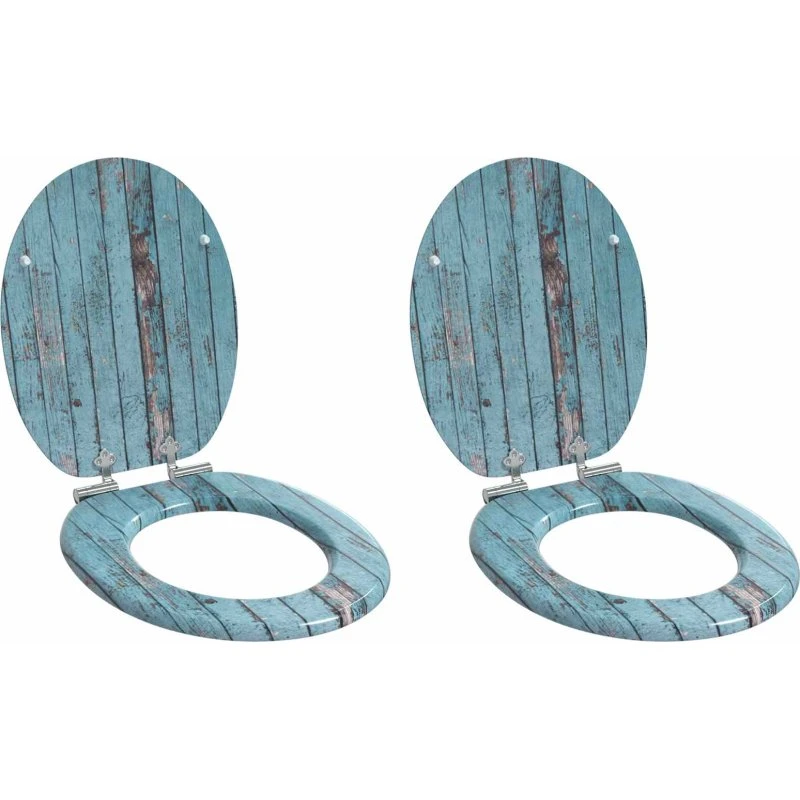 vidaXL Blødt lukket Toiletbræt 2 stk Blå 44 x 38 cm MDF
