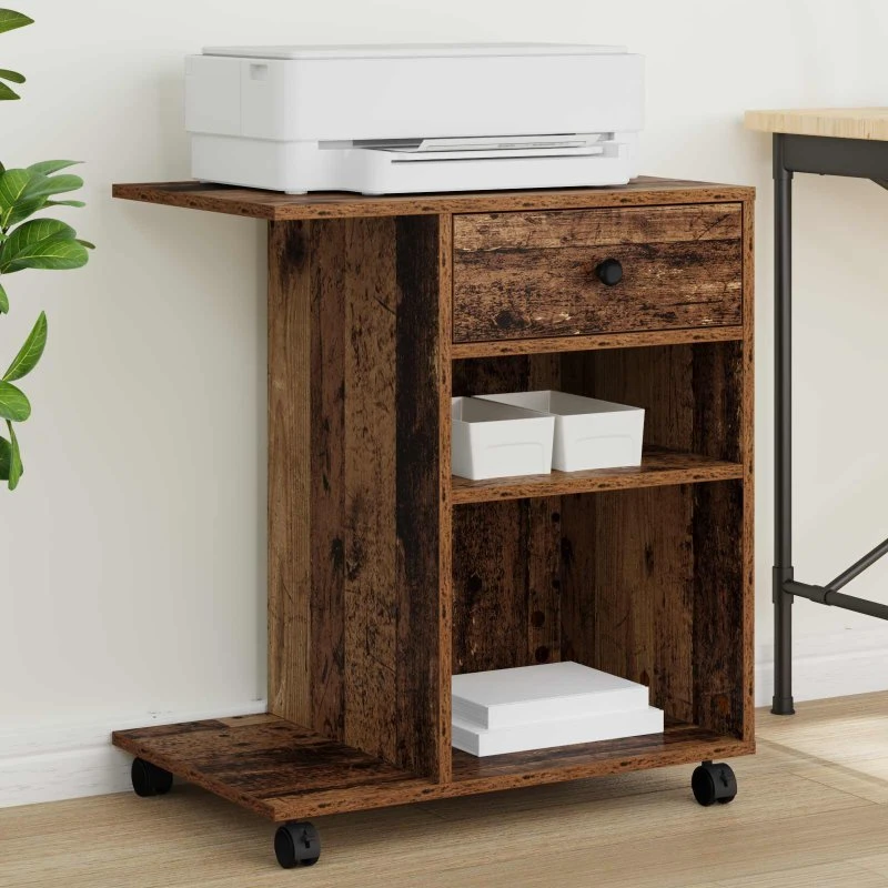 vidaXL Printerstand Gammelt Træ 60 x 40 x 68,5 cm