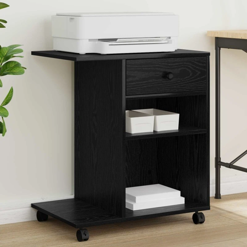 vidaXL Printerstand Sort 60 x 40 x 68,5 cm Konstrueret Træ